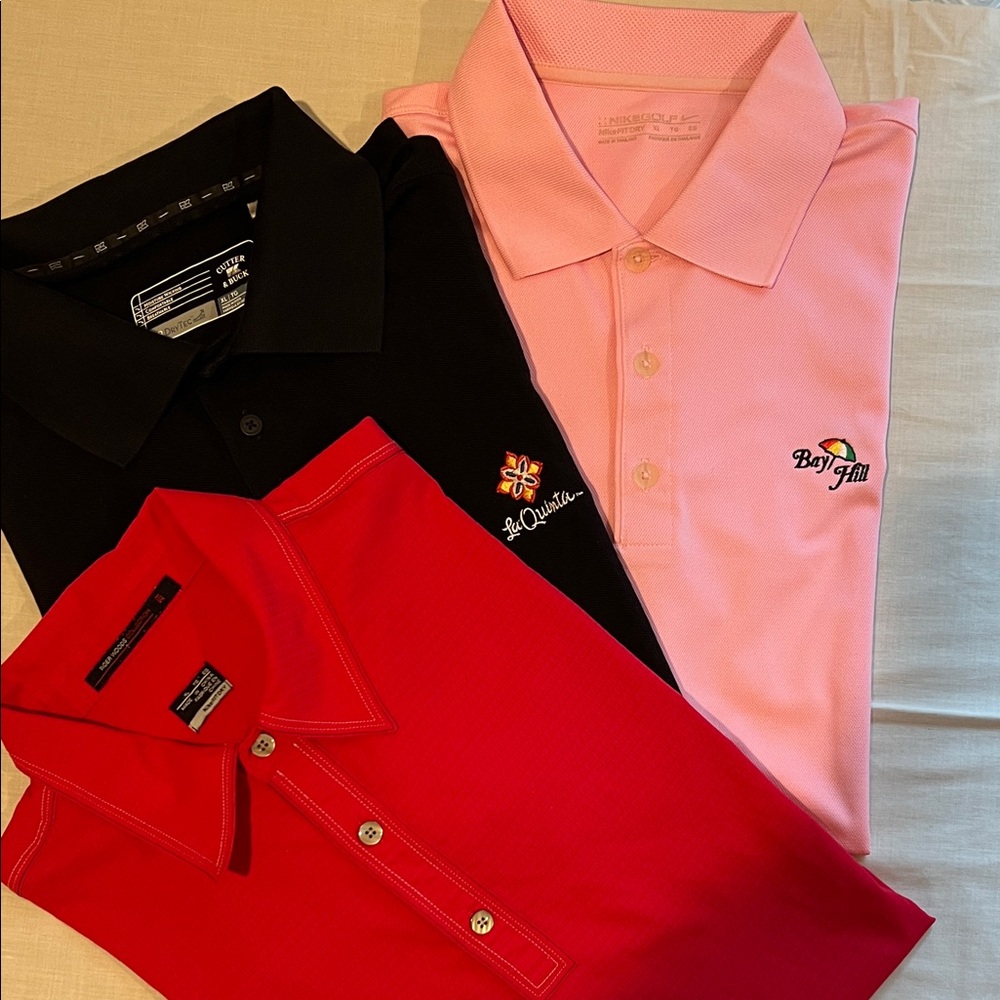 Pink, Red, and Black Polo Golf Shirt Set